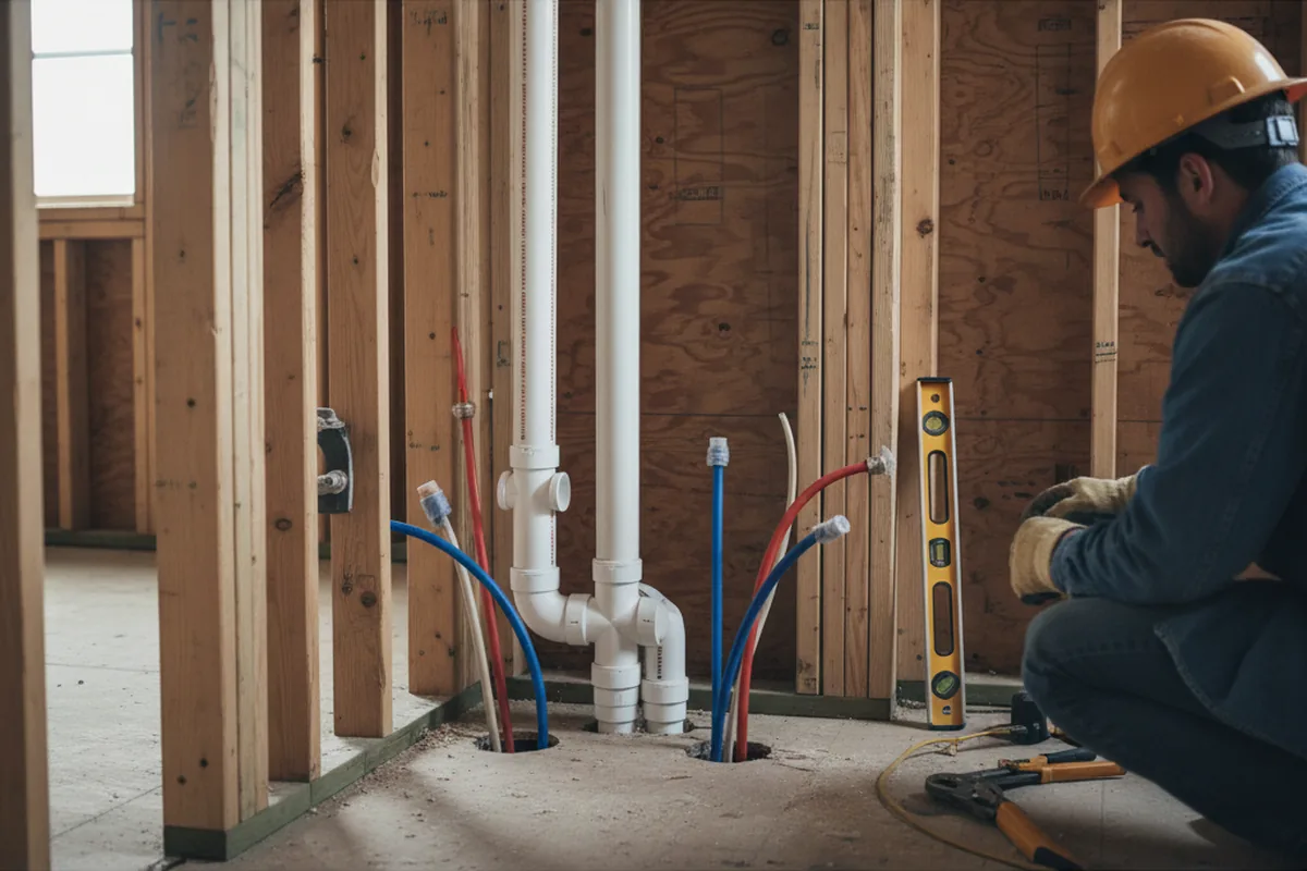 Drain and supply rough-in during Garbage Disposal Repair in Herman